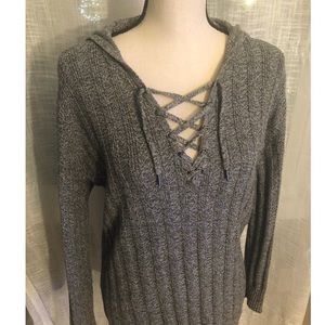 American Eagle tie up hooded sweater